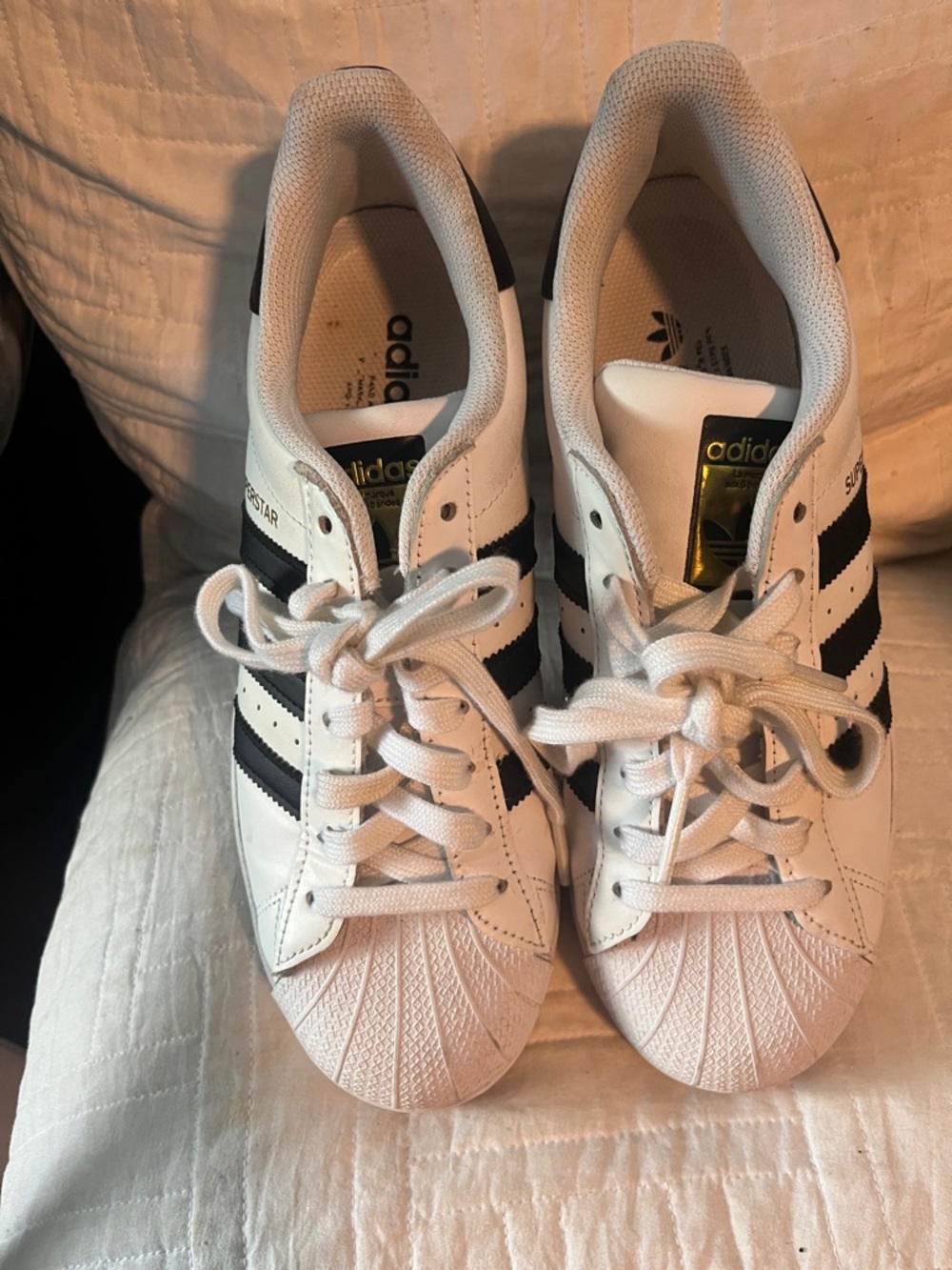 adidas White and Black Classic Shell-Toe Sneakers